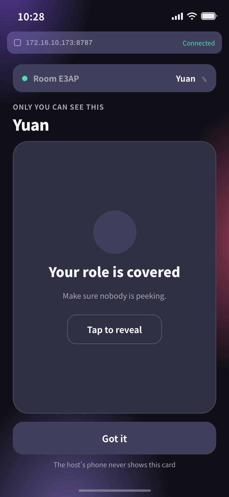 Player browser screen