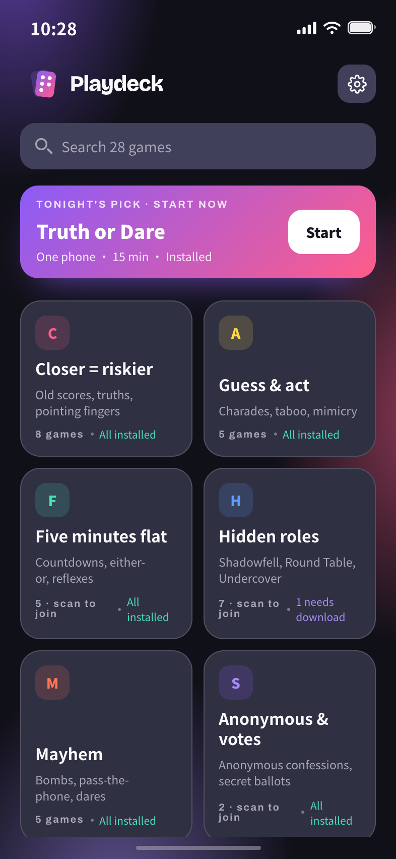 Playdeck home screen