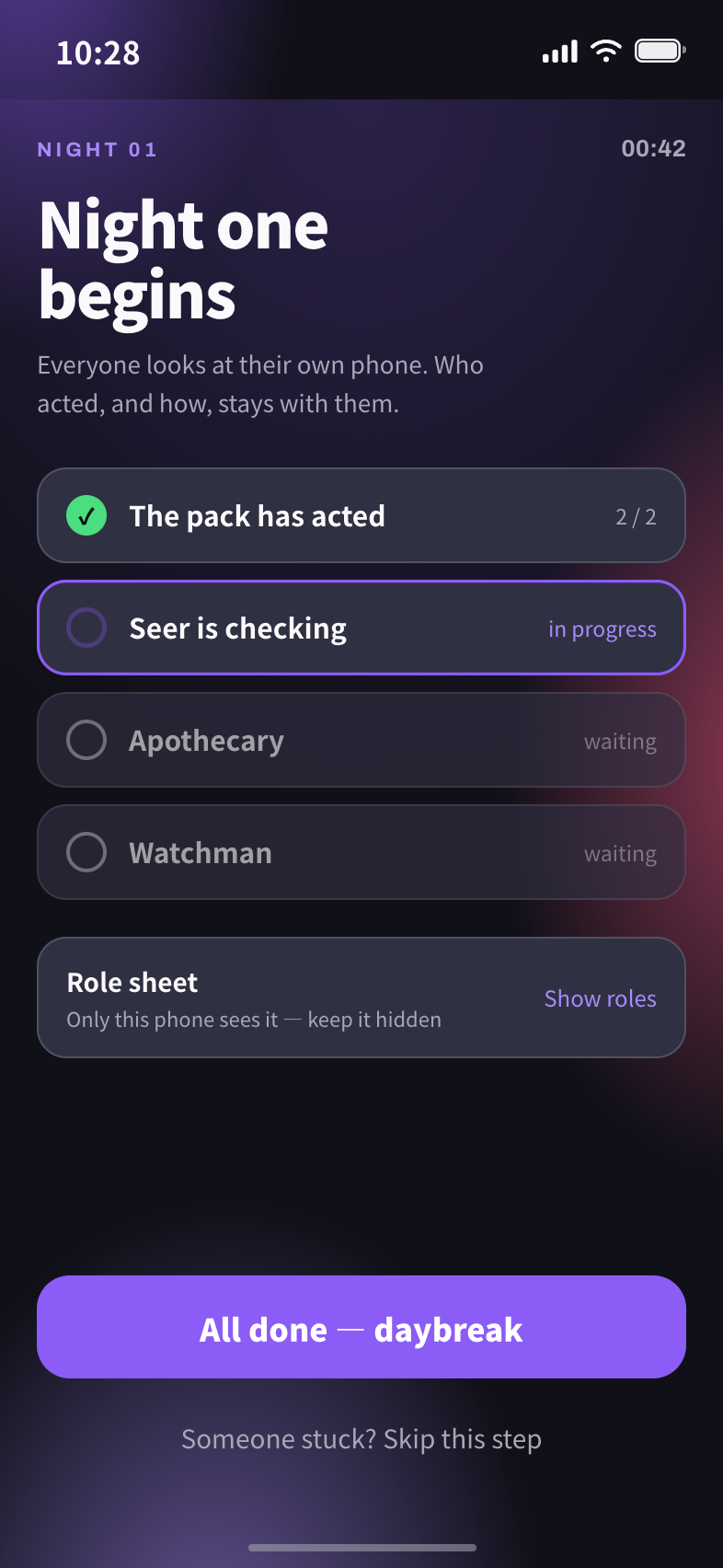 Host screen